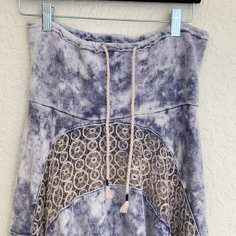 Free people mama crocheted purple tie die lace panel terry poncho - Picture 7 of 13